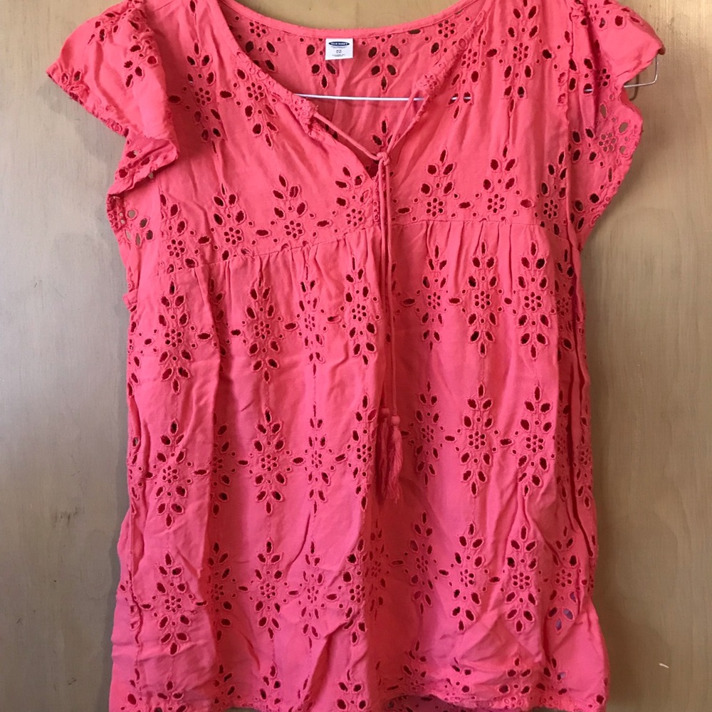 Coral cutout blouse